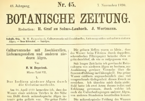 圖3.一百多年前的文獻(xiàn)，Beijerinck發(fā)現(xiàn)小球藻的論著。